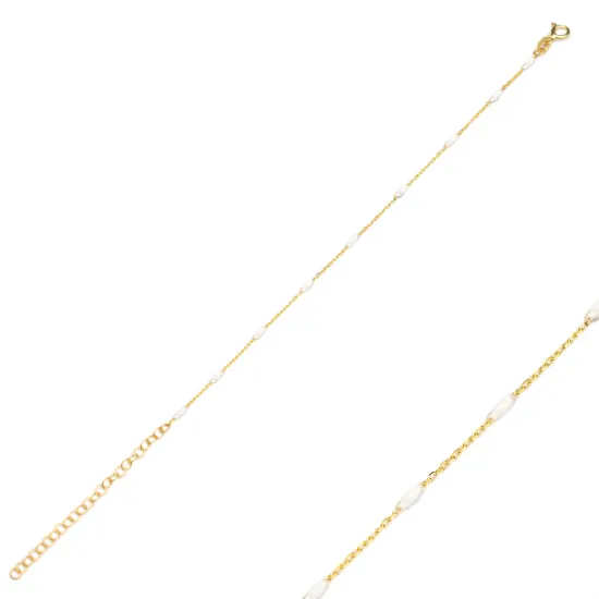 White Enamel Chain 925 Sterling Silver Bracelet White Enamel Chain 925 Sterling Silver Bracelet