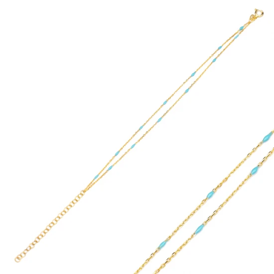 Blue Enamel Chain Sterling Silver Bracelet Blue Enamel Chain Sterling Silver Bracelet