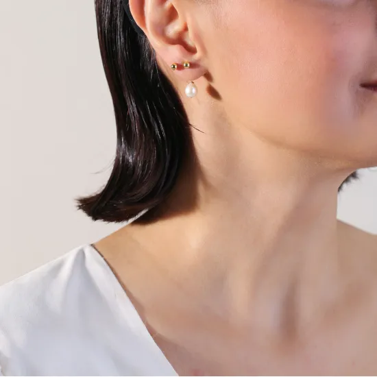 Plain Ball Clasp Pearl 925 Sterling Silver Earrings