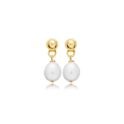 Plain Ball Clasp Pearl 925 Sterling Silver Earrings