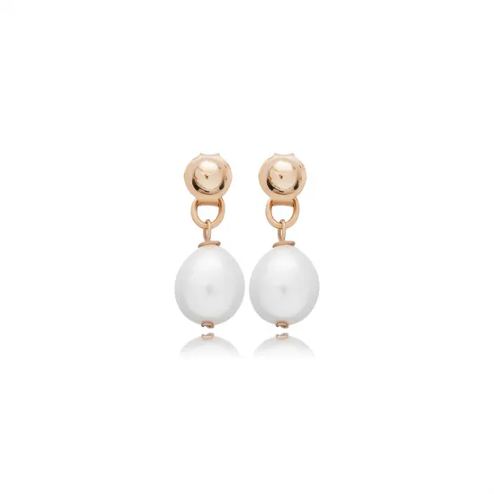Plain Ball Clasp Pearl 925 Sterling Silver Earrings