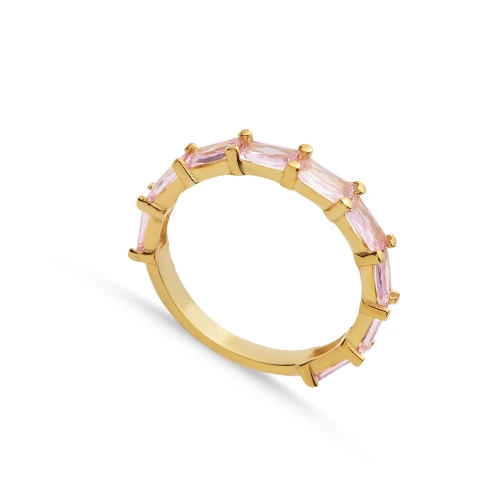 Smoke Pink Baguette 925 Sterling Silver Ring