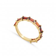 Garnet Baguette Ring Turkish 925 Silver