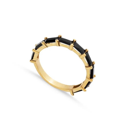 Turkish Black Baguette 925 Sterling Silver Ring