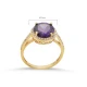 Round Amethyst CZ Cluster Sterling Silver Ring