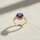 Round Amethyst CZ Cluster Sterling Silver Ring