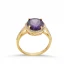 Round Amethyst CZ Cluster Sterling Silver Ring