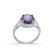 Round Amethyst CZ Cluster Sterling Silver Ring