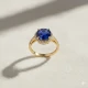 Round Sapphire CZ Cluster Sterling Silver Ring