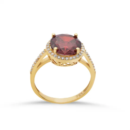 Round Design Garnet CZ Stone Cluster Ring Round Design Garnet CZ Stone Cluster Ring