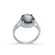 Round Mystic Topaz CZ Cluster Sterling Silver Ring