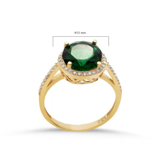 Round Emerald CZ Cluster Sterling Silver Ring Round Emerald CZ Cluster Sterling Silver Ring