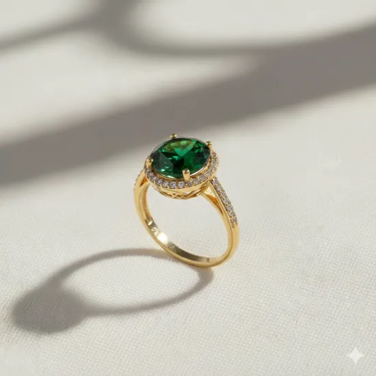 Round Emerald CZ Cluster Sterling Silver Ring Round Emerald CZ Cluster Sterling Silver Ring