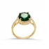 Round Emerald CZ Cluster Sterling Silver Ring