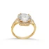 Square Shape Round White Cluster Sterling Silver Ring