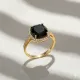 Square Shape Round Black Cluster Sterling Silver Ring Square Shape Round Black Cluster Sterling Silver Ring