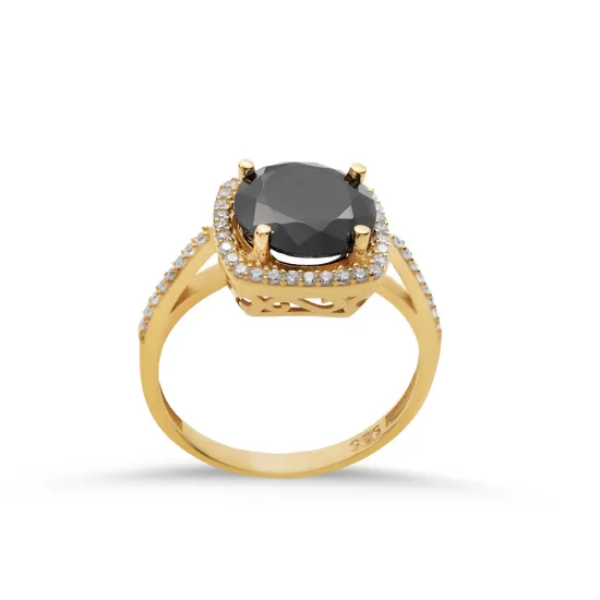 Square Shape Round Black Cluster Sterling Silver Ring Square Shape Round Black Cluster Sterling Silver Ring