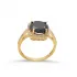 Square Shape Round Black Cluster Sterling Silver Ring
