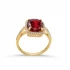 Square Shape Round Garnet Cluster Sterling Silver Ring