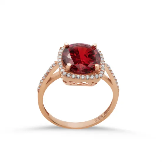Square Shape Round Garnet Cluster Sterling Silver Ring Square Shape Round Garnet Cluster Sterling Silver Ring