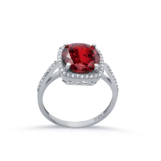 Square Shape Round Garnet Cluster Sterling Silver Ring Square Shape Round Garnet Cluster Sterling Silver Ring