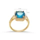 Square Shape Round Aquamarine 925 Sterling Silver Ring