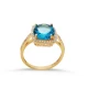 Square Shape Round Aquamarine 925 Sterling Silver Ring