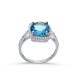 Square Shape Round Aquamarine 925 Sterling Silver Ring
