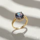 Square Shape Round Mystic Topaz Sterling Silver Ring