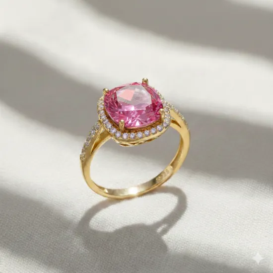 Square Shape Round Pink Cluster Sterling Silver Ring Square Shape Round Pink Cluster Sterling Silver Ring