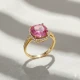 Square Shape Round Pink Cluster Sterling Silver Ring Square Shape Round Pink Cluster Sterling Silver Ring