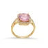 Square Shape Round Pink Cluster Sterling Silver Ring