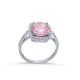 Square Shape Round Pink Cluster Sterling Silver Ring Square Shape Round Pink Cluster Sterling Silver Ring