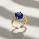Square Shape Round Sapphire 925 Sterling Silver Ring Square Shape Round Sapphire 925 Sterling Silver Ring