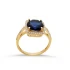 Square Shape Round Sapphire 925 Sterling Silver Ring