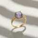 Square Shape Round Light Purple Sterling Silver Ring Square Shape Round Light Purple Sterling Silver Ring