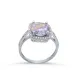 Square Shape Round Light Purple Sterling Silver Ring Square Shape Round Light Purple Sterling Silver Ring
