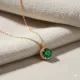 Round Emerald CZ Sterling Silver Necklace Round Emerald CZ Sterling Silver Necklace