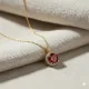 Round Design Garnet CZ Stone Charm Necklace Round Design Garnet CZ Stone Charm Necklace