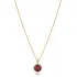 Round Design Garnet CZ Stone Charm Necklace