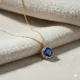 Round Sapphire CZ 925 Sterling Silver Necklace Round Sapphire CZ 925 Sterling Silver Necklace