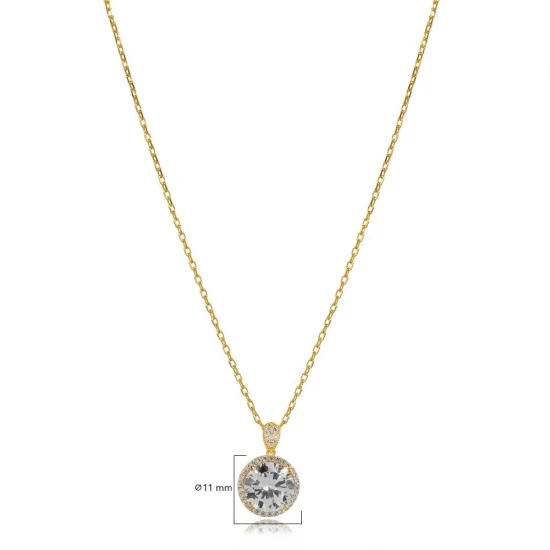 Round White CZ 925 Sterling Silver Necklace