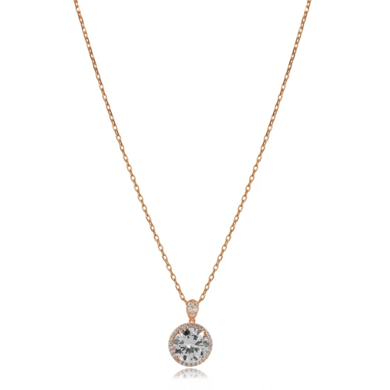 Round White CZ 925 Sterling Silver Necklace