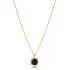 Square Shape Round Black CZ Sterling Silver Necklace