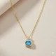 Square Shape Round Aquamarine Sterling Silver Necklace Square Shape Round Aquamarine Sterling Silver Necklace