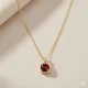 Square Shape Round Garnet CZ Sterling Silver Necklace Square Shape Round Garnet CZ Sterling Silver Necklace