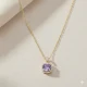 Square Shape Round Light Purple 925 Silver Necklace