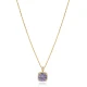 Square Shape Round Light Purple 925 Silver Necklace