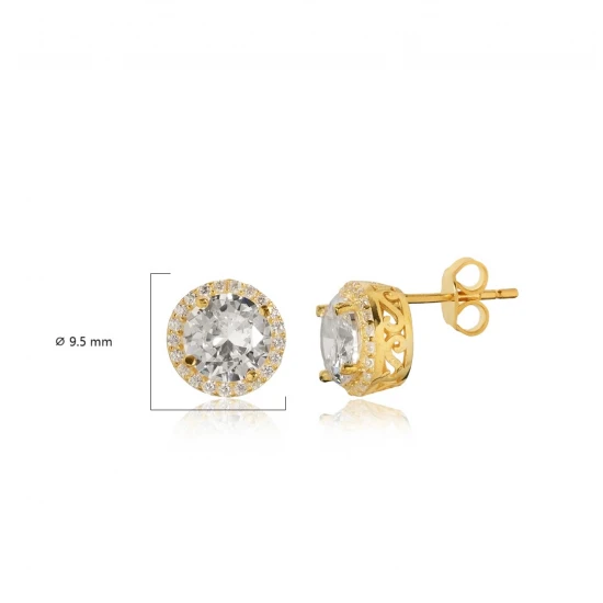 Round White CZ 925 Sterling Silver Earrings Round White CZ 925 Sterling Silver Earrings