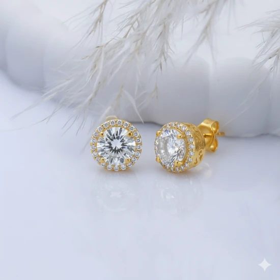 Round White CZ 925 Sterling Silver Earrings Round White CZ 925 Sterling Silver Earrings